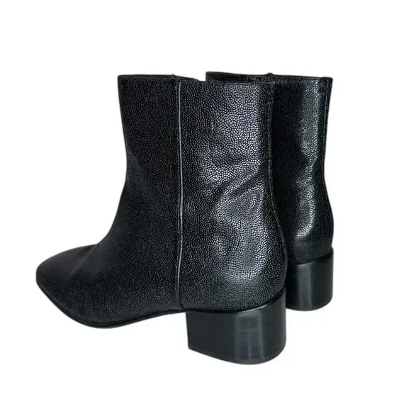 Rag & Bone Ashlen Black Pebbled Leather Midi Ankle Boots Square Toe Size 9 - Picture 7 of 12